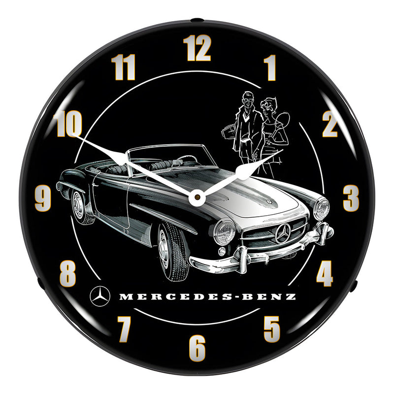 Collectable Sign and Clock Mercedes Convertible Backlit Wall Clock