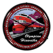 Collectable Sign and Clock Olympian Hiawatha Backlit Wall Clock