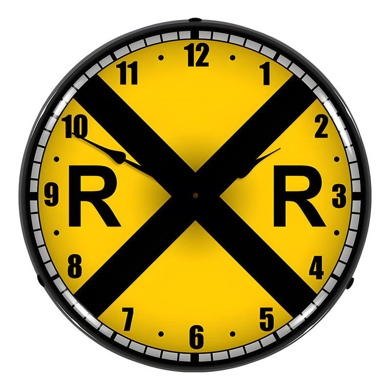 Collectable Sign and Clock Railroad Crossing Backlit Wall Clock