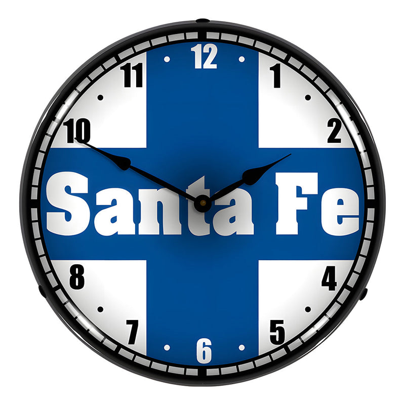Collectable Sign and Clock Santa Fe Railroad Backlit Wall Clock