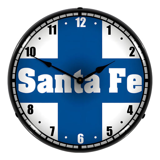 Collectable Sign and Clock Santa Fe Railroad Backlit Wall Clock