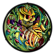 Collectable Sign and Clock Tattoo Skull Backlit Wall Clock