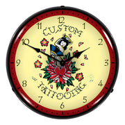 Collectable Sign and Clock Custom Tattooing Backlit Wall Clock
