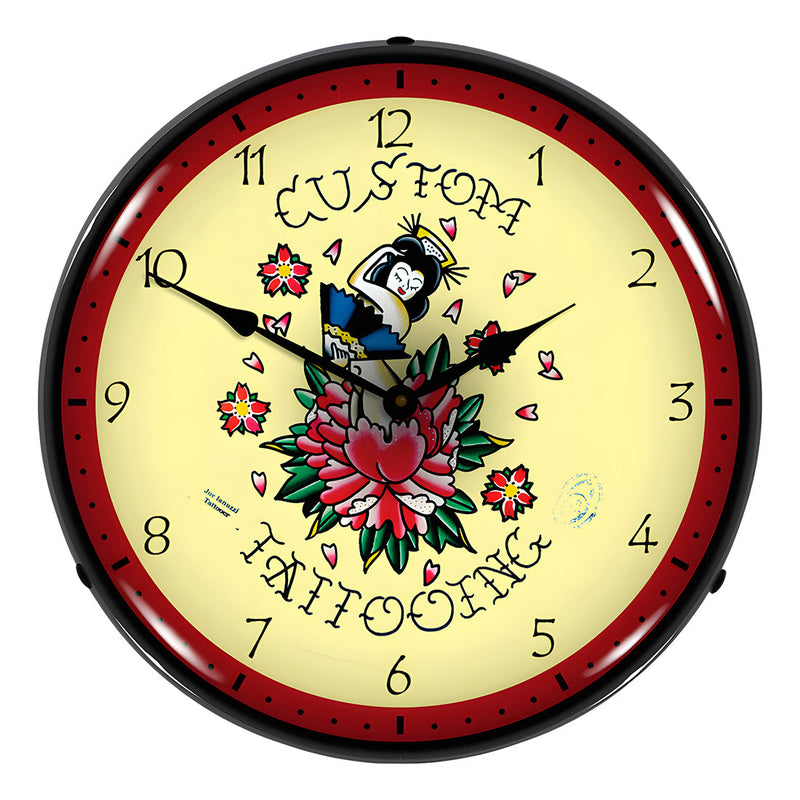 Collectable Sign and Clock Custom Tattooing Backlit Wall Clock