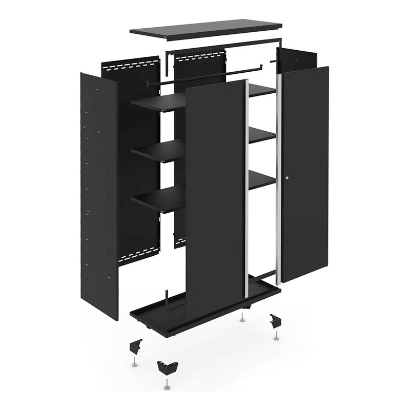 NewAge Products Bold Black 7-Piece RTA Garage Cabinet System with Bamboo Worktop