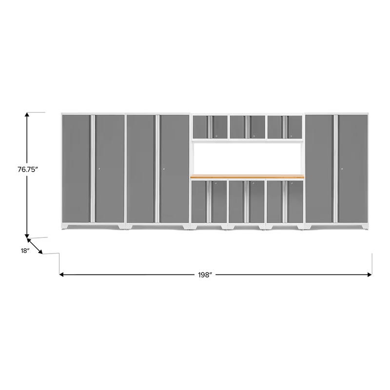 NewAge Products Bold Platinum 10-Piece RTA Garage Storage System with Bamboo Worktop