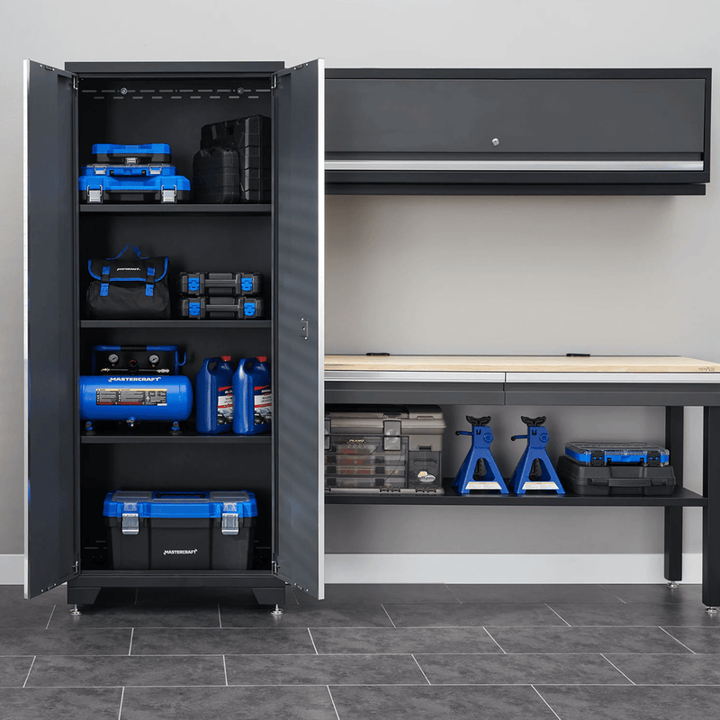 NewAge Products Bold Essential Grey 4-Piece Garage Cabinet Set with Bamboo Worktop
