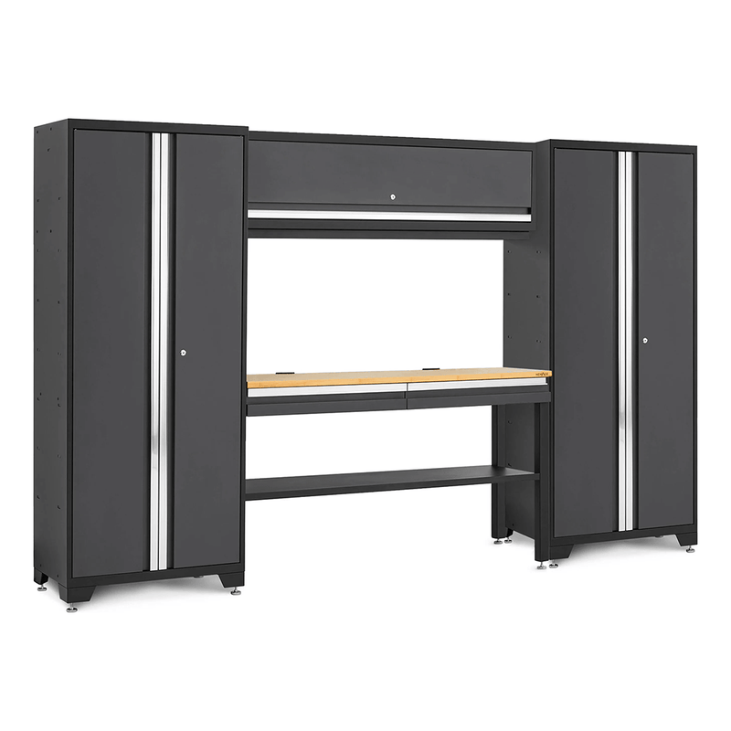 NewAge Products Bold Essential Grey 5-Piece Garage Cabinet Set with Bamboo Worktop