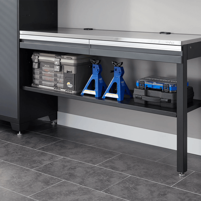 NewAge Products Bold Essential Grey 5-Piece Garage Cabinet Set with Stainless Steel Worktop