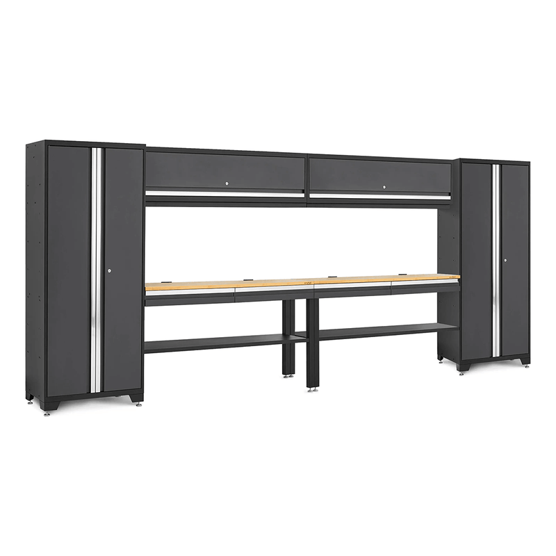 NewAge Products Bold Essential Grey 8-Piece Garage Cabinet Set with Bamboo Worktop