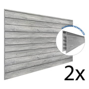 Proslat PROCORE+ 8 ft. x 4 ft. Slatwall - Gray Wood (2-Pack) | 87721K | Garage Giant