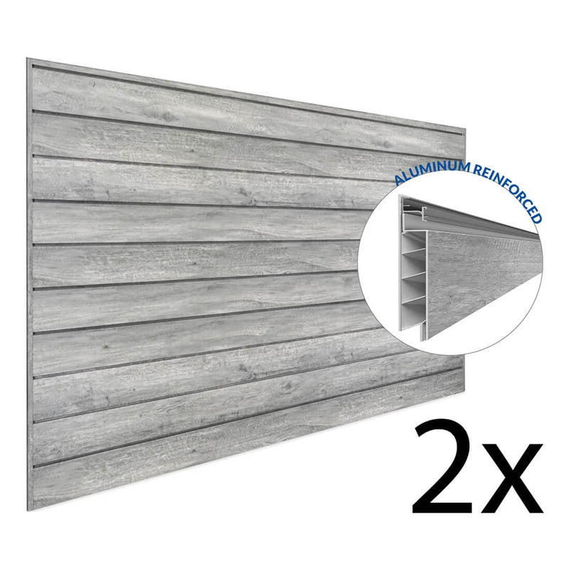 Proslat PROCORE+ 8 ft. x 4 ft. Slatwall - Gray Wood (2-Pack) | 87721K | Garage Giant