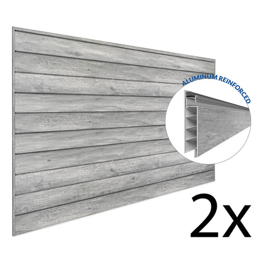 Proslat PROCORE+ 8 ft. x 4 ft. Slatwall - Gray Wood (2-Pack) | 87721K | Garage Giant