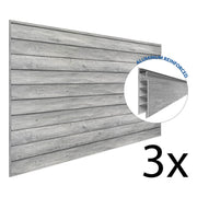 Proslat PROCORE+ 8 ft. x 4 ft. Slatwall - Gray Wood (3-Pack) | 87731K | Garage Giant