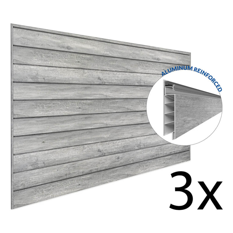 Proslat PROCORE+ 8 ft. x 4 ft. Slatwall - Gray Wood (3-Pack) | 87731K | Garage Giant