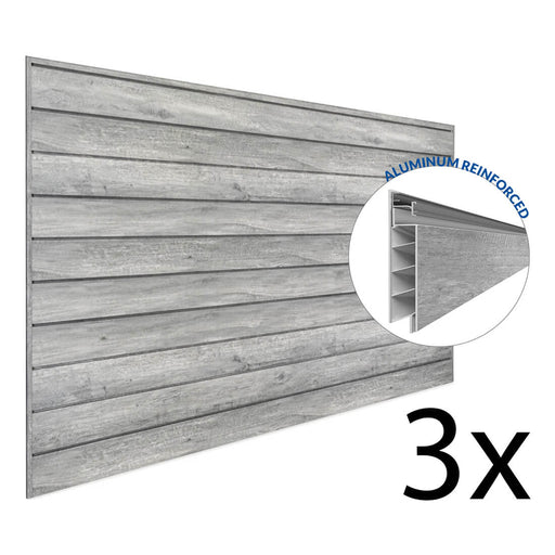 Proslat PROCORE+ 8 ft. x 4 ft. Slatwall - Gray Wood (3-Pack) | 87731K | Garage Giant