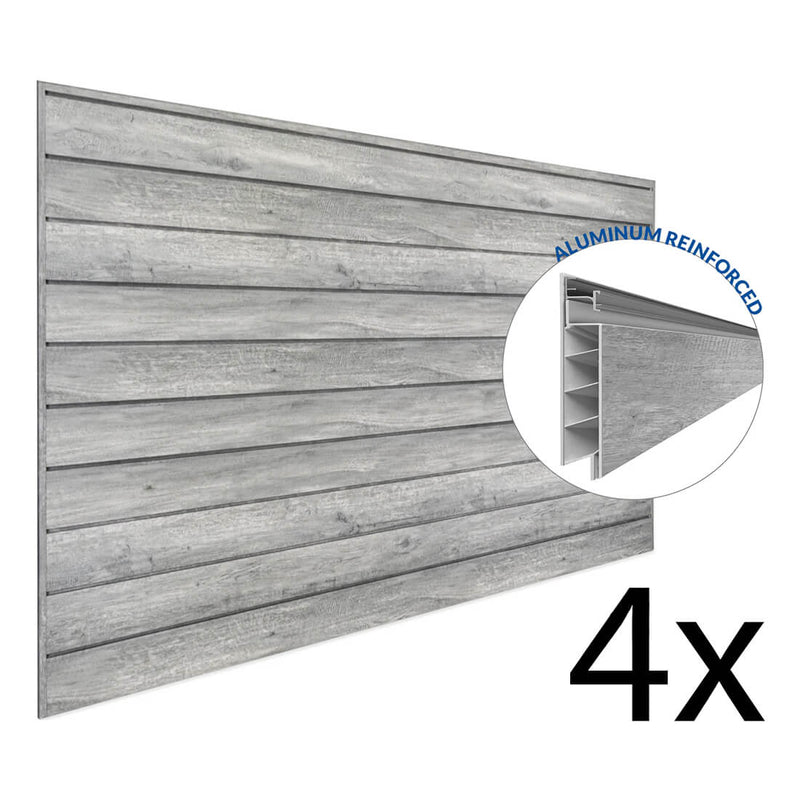 Proslat PROCORE+ 8 ft. x 4 ft. Slatwall - Gray Wood (4-Pack) | 87741K | Garage Giant