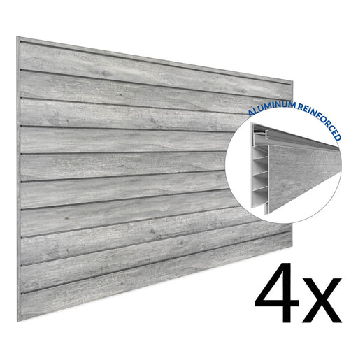 Proslat PROCORE+ 8 ft. x 4 ft. Slatwall - Gray Wood (4-Pack) | 87741K | Garage Giant