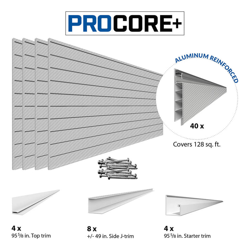 Proslat PROCORE+ 8 ft. x 4 ft. Slatwall - Silver Gray Carbon Fiber (4-Pack) | 87747K | Garage Giant