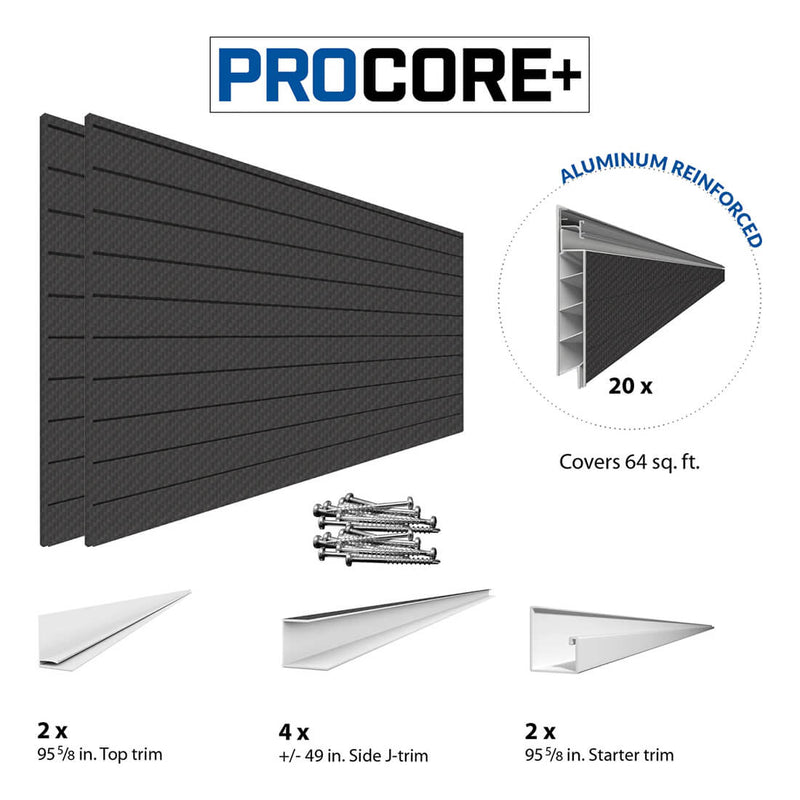 Proslat PROCORE+ 8 ft. x 4 ft. Slatwall - Carbon Fiber (2-Pack) | 87752K | Garage Giant