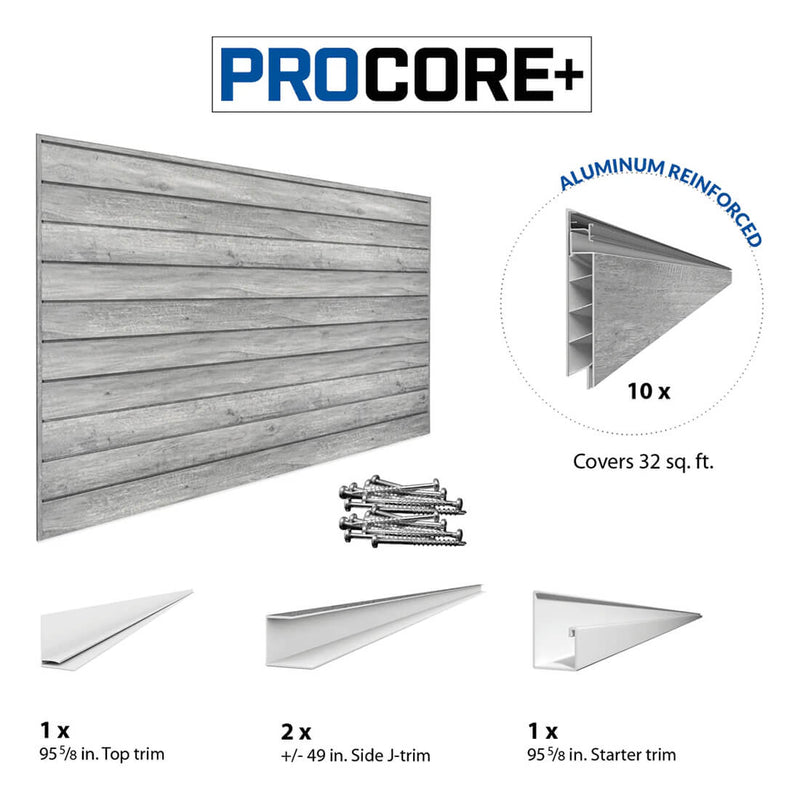 Proslat PROCORE+ 8 ft. x 4 ft. Slatwall (Gray Wood) | 87771 | Garage Giant