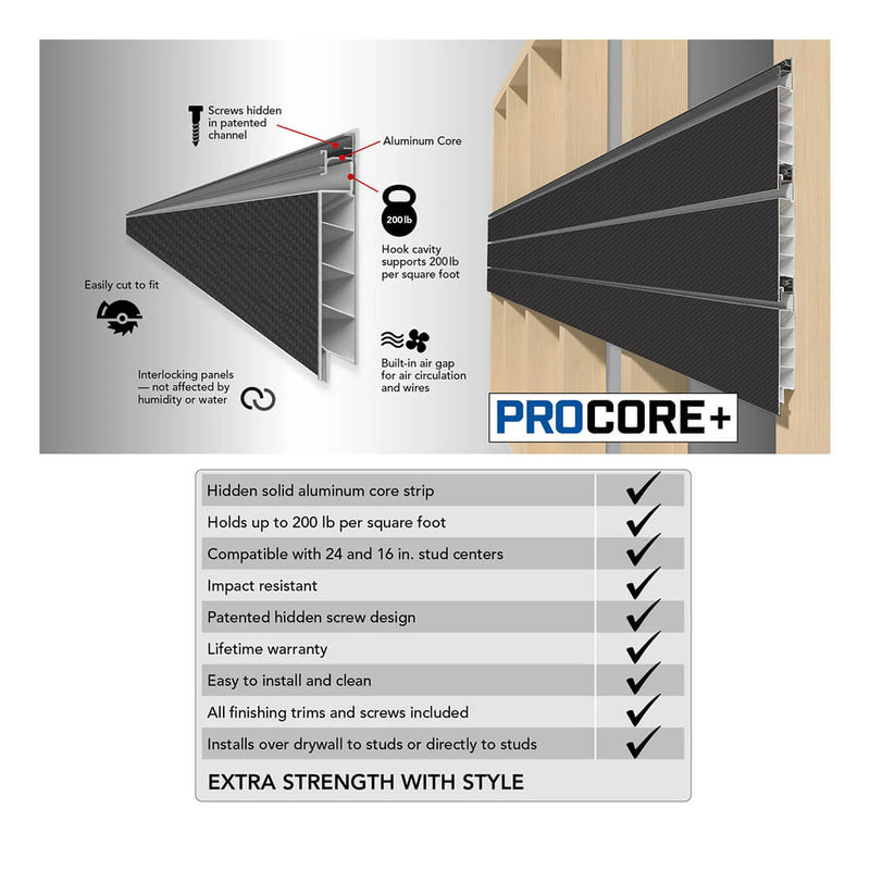 Proslat PROCORE+ 8 ft. x 4 ft. Slatwall (Carbon Fiber) | 87775 | Garage Giant
