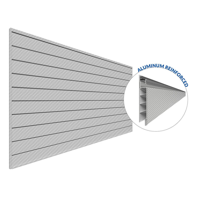 Proslat PROCORE+ 8 ft. x 4 ft. PVC Slatwall (Silver Gray Carbon Fiber) | 87777 | Garage Giant