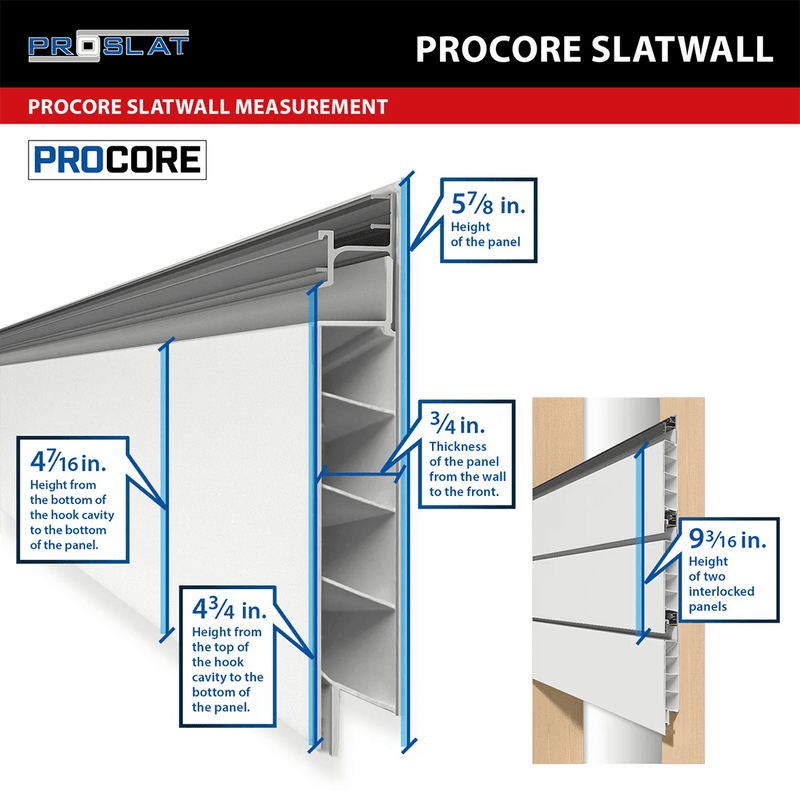 Proslat PROCORE 8 ft. x 4 ft. Slatwall - Grey (2-Pack)