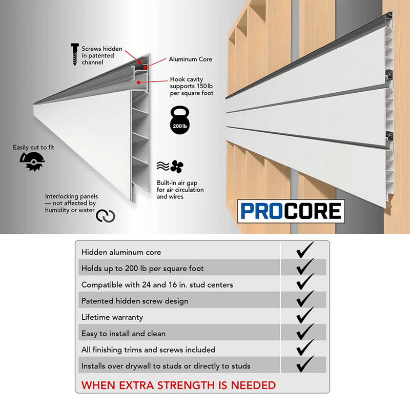 Proslat PROCORE 8 ft. x 4 ft. Slatwall - White