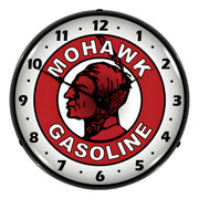 Collectable Sign and Clock Mohawk Gasoline Backlit Wall Clock
