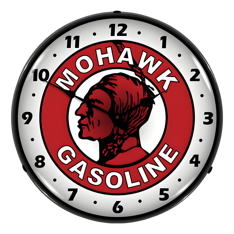 Collectable Sign and Clock Mohawk Gasoline Backlit Wall Clock