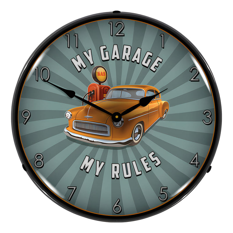 Collectable Sign and Clock My Garage My Rules Backlit Wall Clock