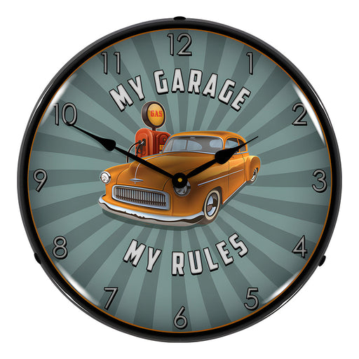 Collectable Sign and Clock My Garage My Rules Backlit Wall Clock