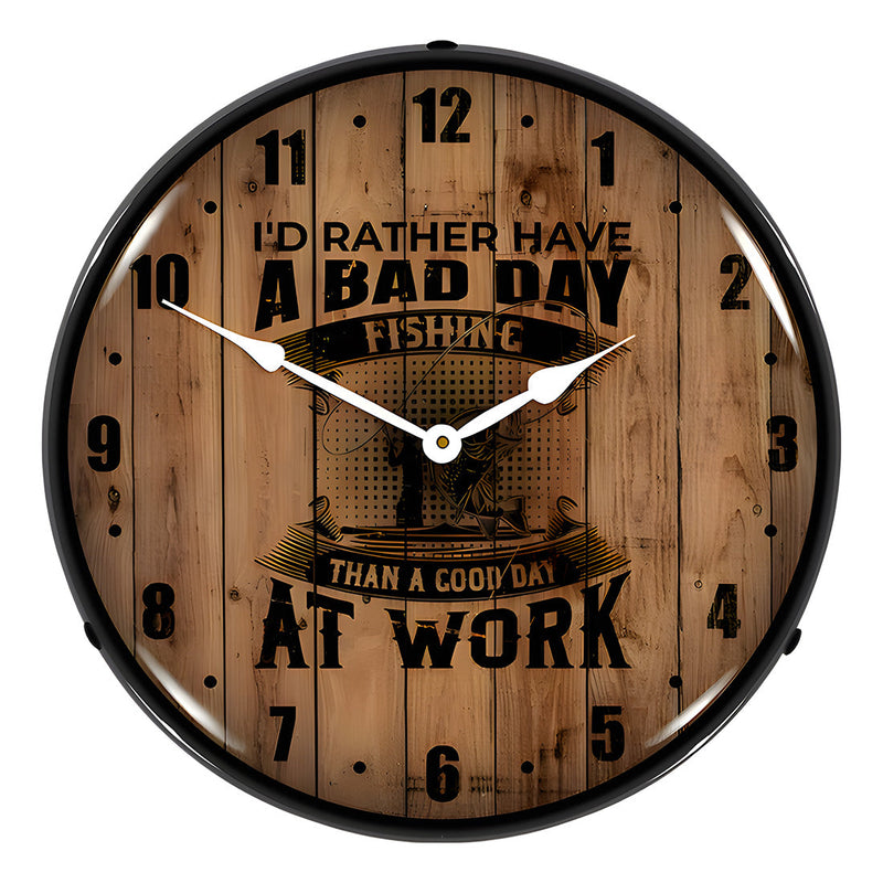 Collectable Sign and Clock Bad Day Fishing Backlit Wall Clock