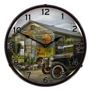 Collectable Sign and Clock Last Chance to Fill Up Backlit Wall Clock