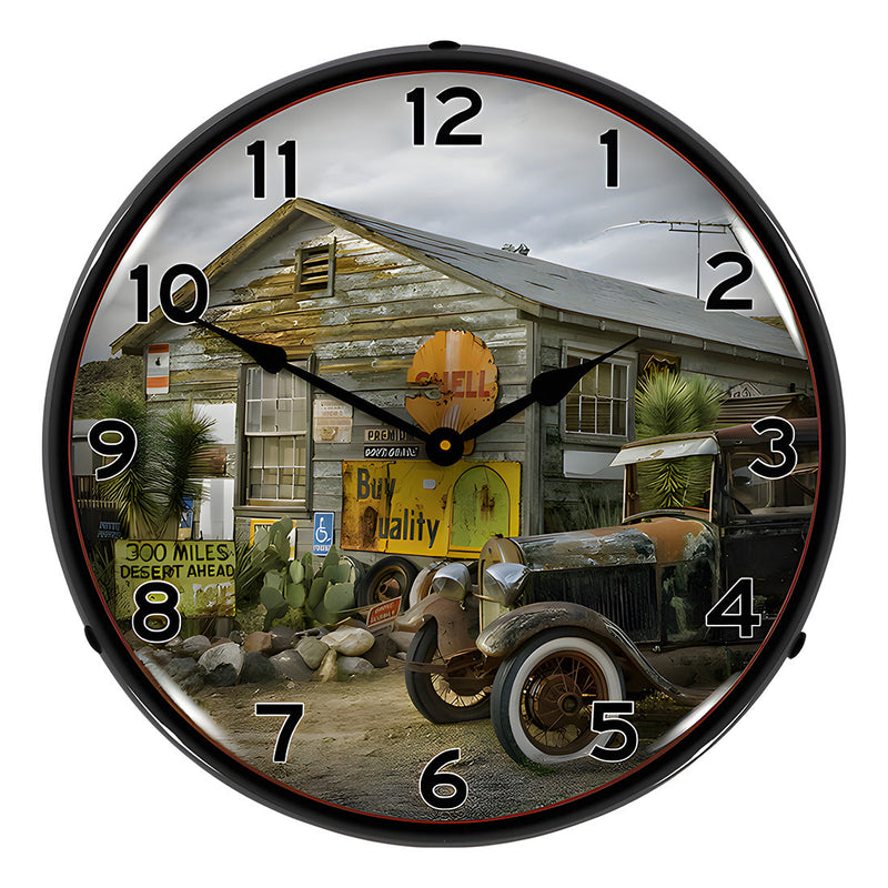 Collectable Sign and Clock Last Chance to Fill Up Backlit Wall Clock