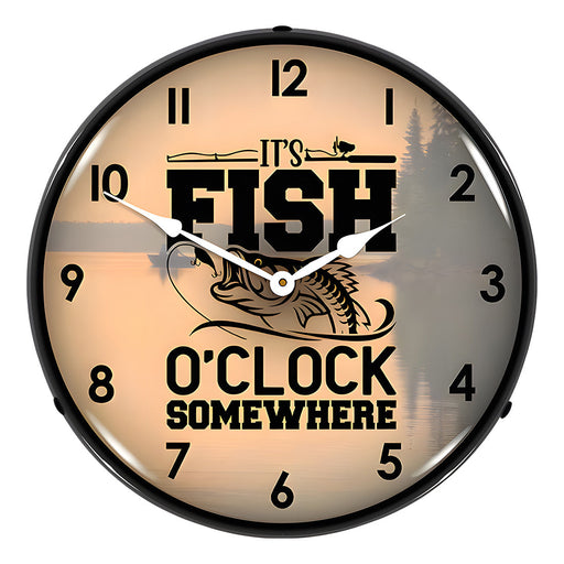 Collectable Sign and Clock It's Fish O'Clock Somewhere Backlit Wall Clock