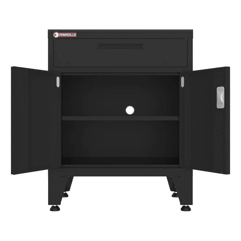 Armadillo Tough Black 10-Piece Garage Cabinet Set with Levelers and Casters-AR10PC123B