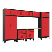 Armadillo Tough Red 10-Piece Garage Cabinet Set with Levelers and Casters-AR10PC123R