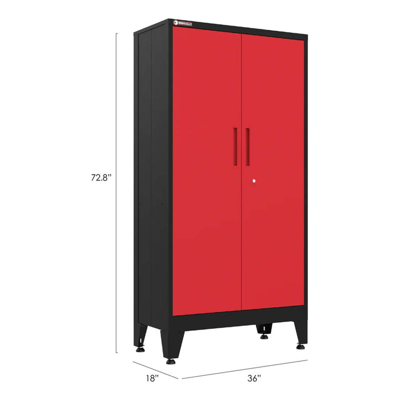 Armadillo Tough Red 10-Piece Garage Cabinet Set with Levelers and Casters