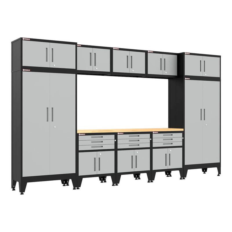 Armadillo Tough Grey 11-Piece Garage Cabinet Set with Levelers-AR11PC109G