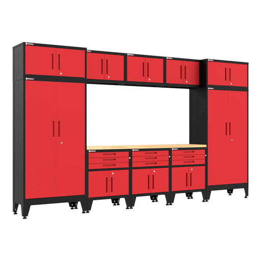 Armadillo Tough Red 11-Piece Garage Cabinet Set with Levelers-AR11PC109R