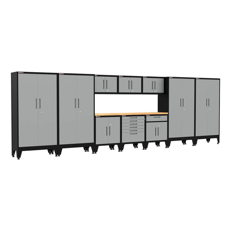 Armadillo Tough Grey 11-Piece Garage Cabinet System with Levelers