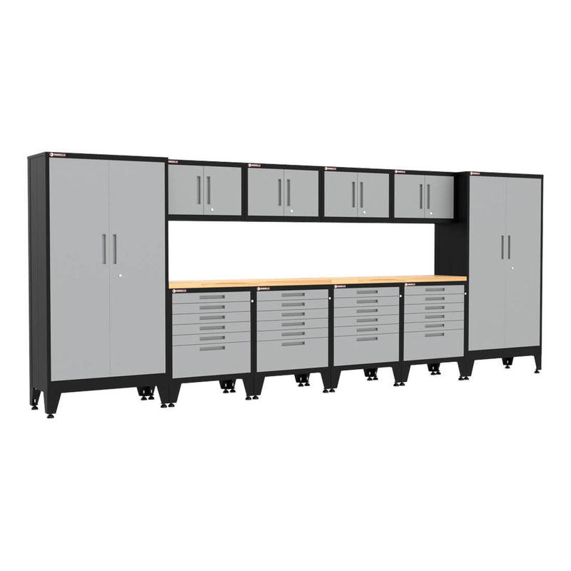 Armadillo Tough Grey 12-Piece Garage Cabinet Set with Levelers-AR12PC134G