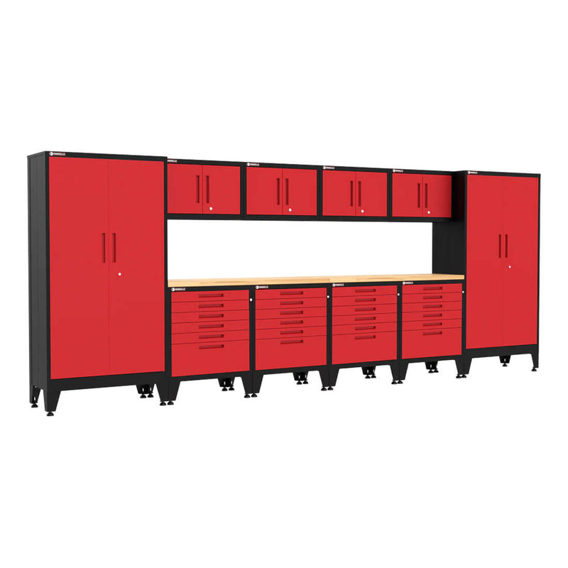 Armadillo Tough Red 12-Piece Garage Cabinet Set with Levelers-AR12PC134R