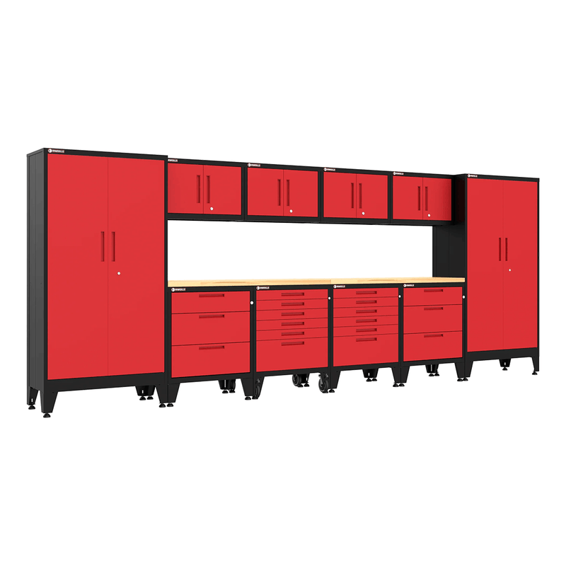 Armadillo Tough Red 12-Piece Garage Cabinet System with Levelers