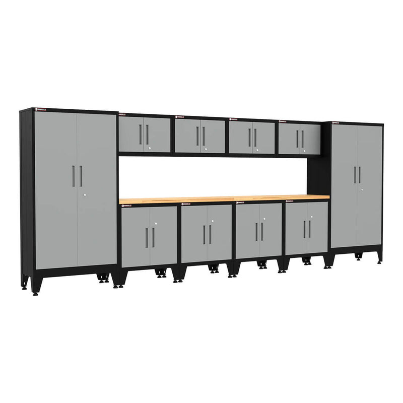 Armadillo Tough Grey 12-Piece Garage Cabinet Set with Levelers