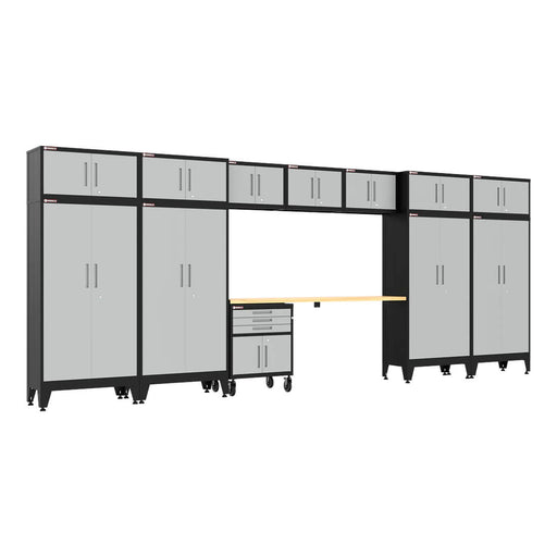 Armadillo Tough Grey 13-Piece Garage Cabinet Set with Levelers and Casters-AR13PC131G