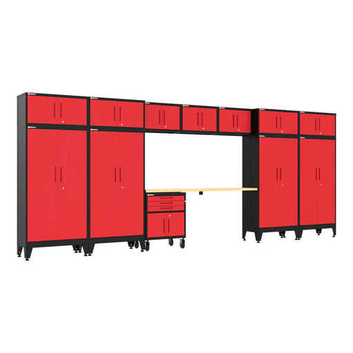 Armadillo Tough Red 13-Piece Garage Cabinet Set with Levelers and Casters-AR13PC131R