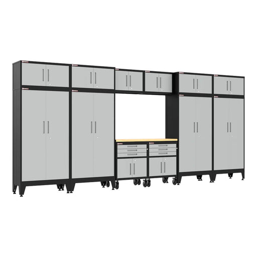 Armadillo Tough Grey 13-Piece Garage Cabinet Set with Levelers and Casters-AR13PC132G
